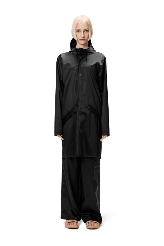 Rains Black Grain Long Jacket