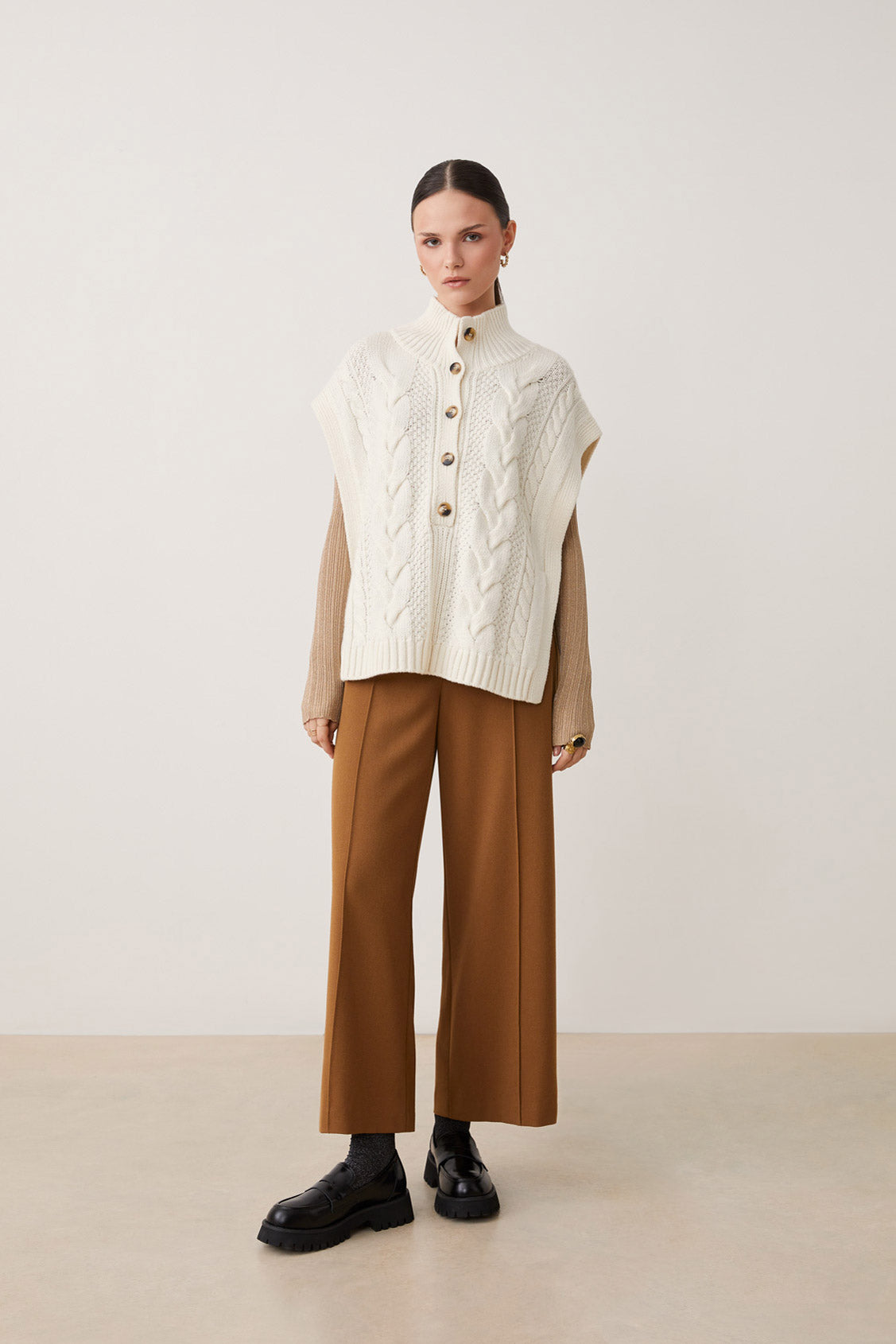 Suncoo White Plagny Cable Sleeveless Knit