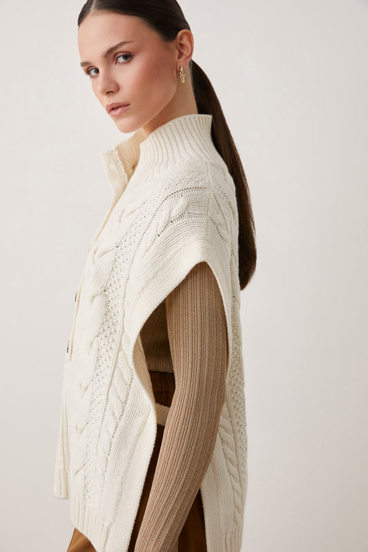 Suncoo White Plagny Cable Sleeveless Knit