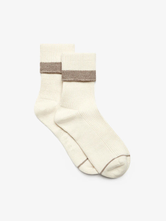 Varley Egret/Sand Kerry Roll Top Socks
