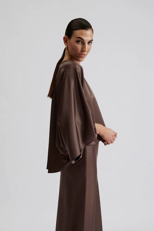 By Malina Chocolate Nami Cape Look Blouse