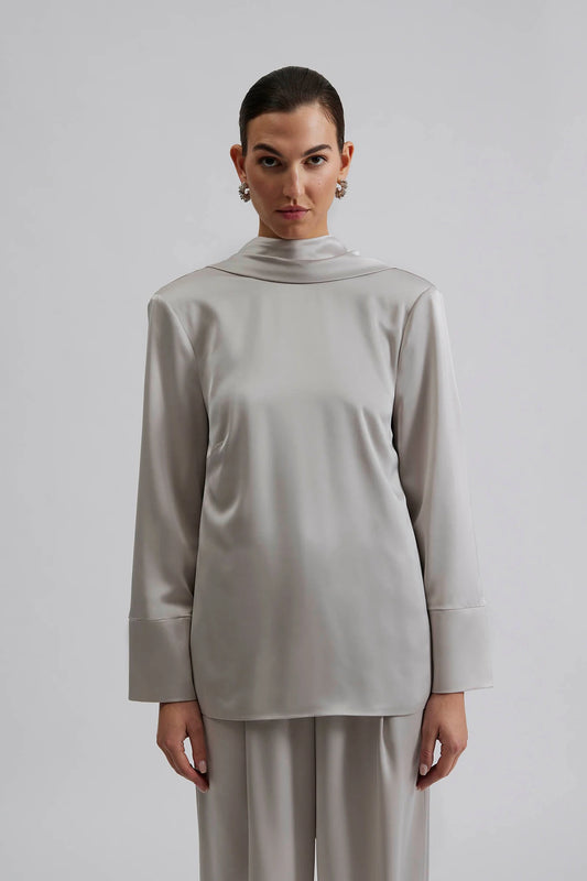 By Malina Steel Grey Joline Drape Back Blouse