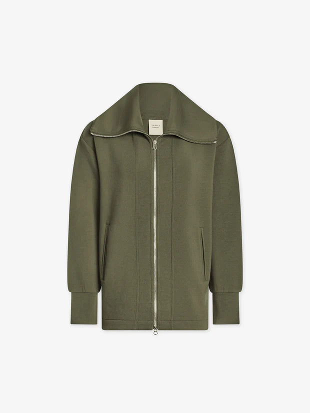 Varley Olive Raleigh Zip Through Sweat