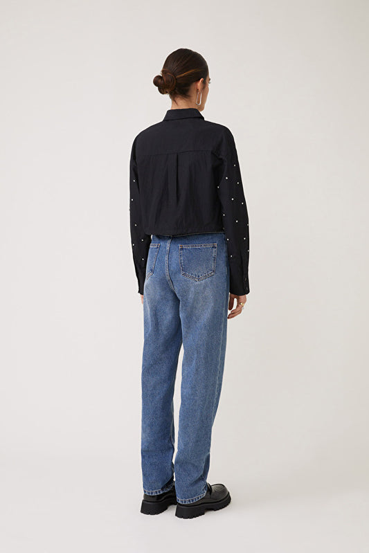 Suncoo Black Luciole Rhinestone Shirt