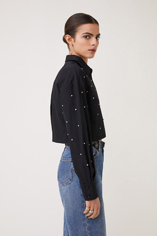Suncoo Black Luciole Rhinestone Shirt