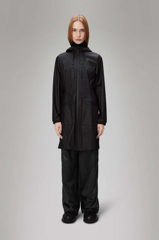 Rains Black Cargo Curve Jacket