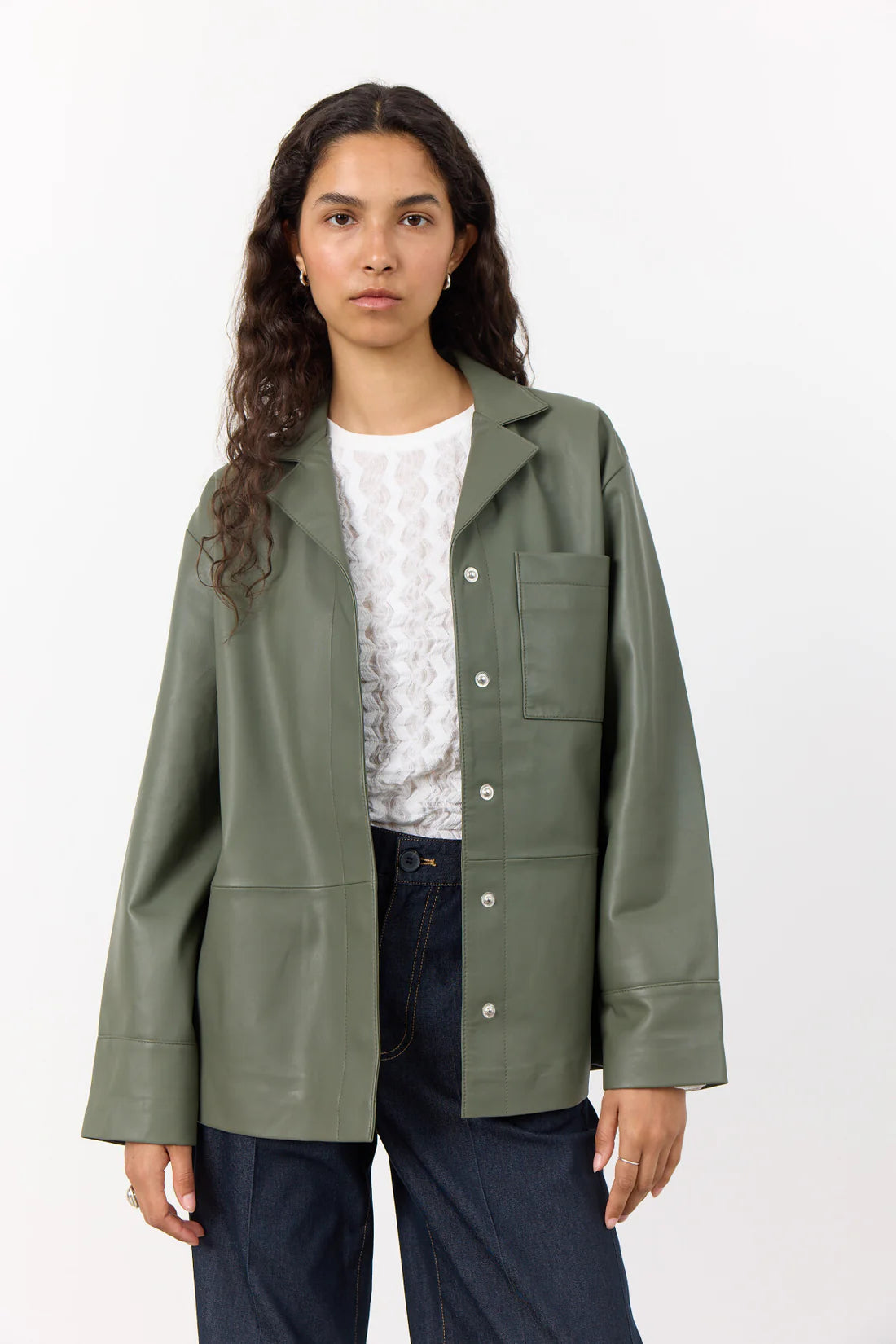 Levete Room Green Globa Leather Shirt