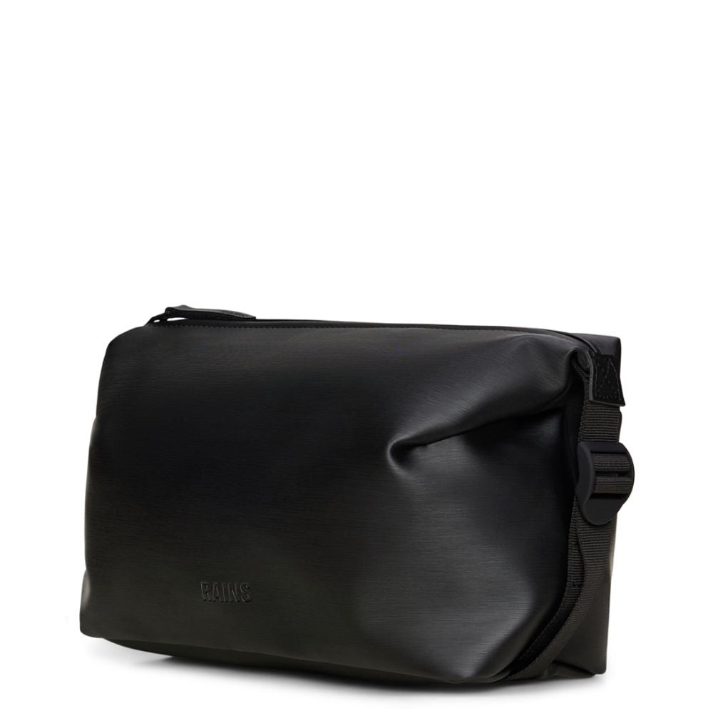 Rains Black Grain Hilo Wash Bag