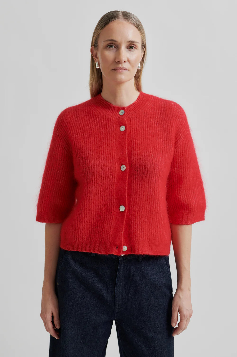 Second Female Goji Berry Andrea Rib Cardigan