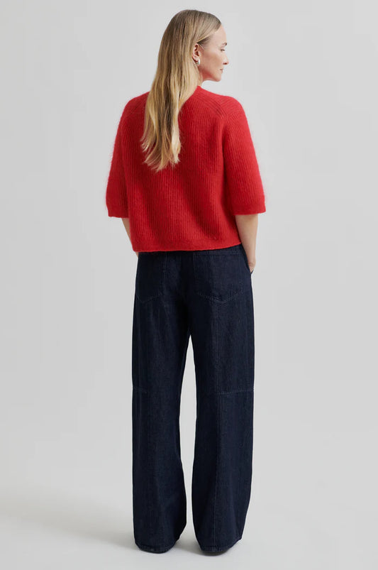 Second Female Goji Berry Andrea Rib Cardigan