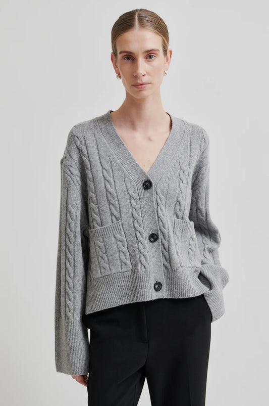 Second Female Grey Alphine Cable Cardigan