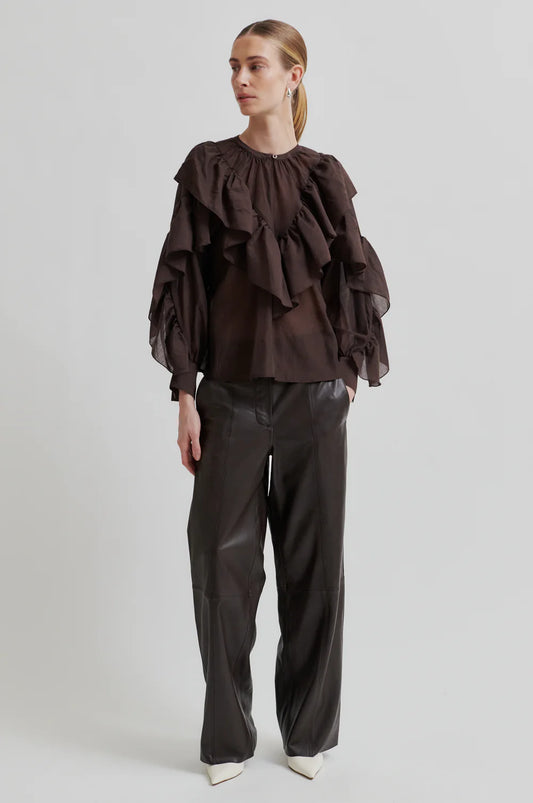 Second Female Chocolate Fria Frill Blouse
