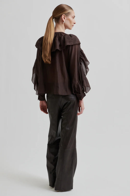 Second Female Chocolate Fria Frill Blouse