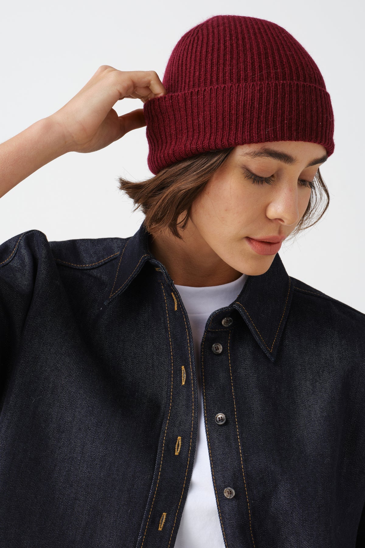 Helen Moore Burgundy Cashmere Beanie