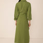Vivere Green Line Tie Front Shirt Dress
