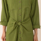 Vivere Green Line Tie Front Shirt Dress