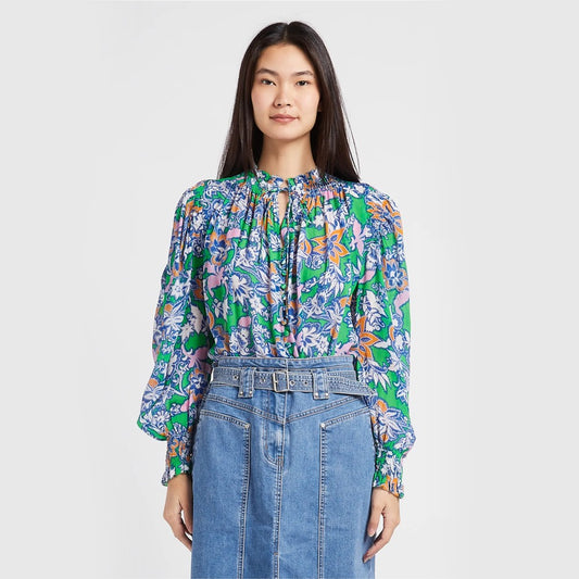 Suncoo Green Print Latinos Blouse