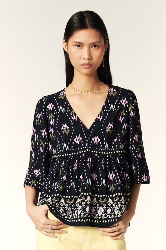 Ba&sh Blue Narry Print Blouse