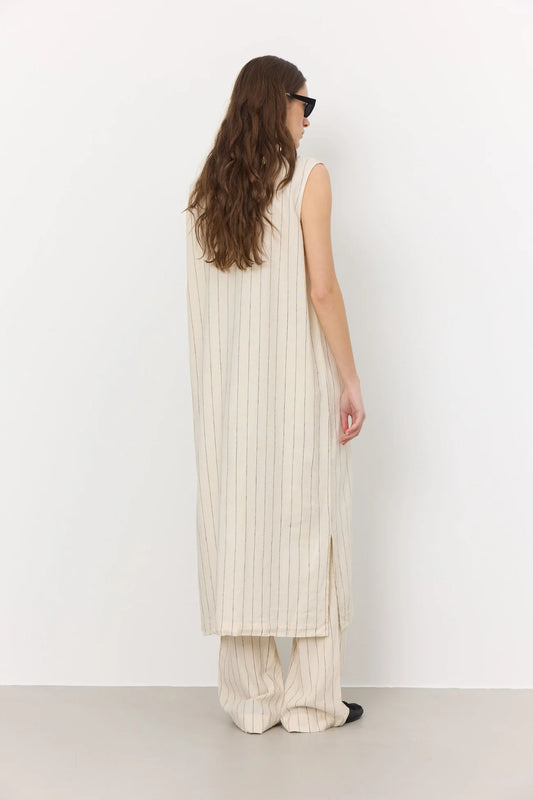 Levete Room Cream Guddi Pinstripe Long Jacket/Dress