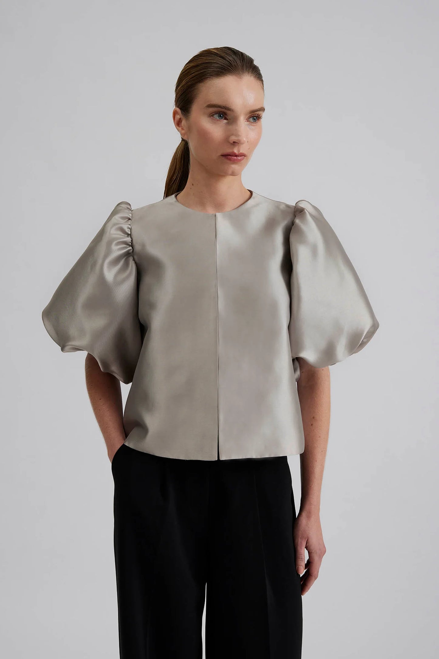 By Malina Steel Grey Cleo Blouse