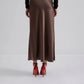 By Malina Chocolate Aubree Satin Midi Skirt