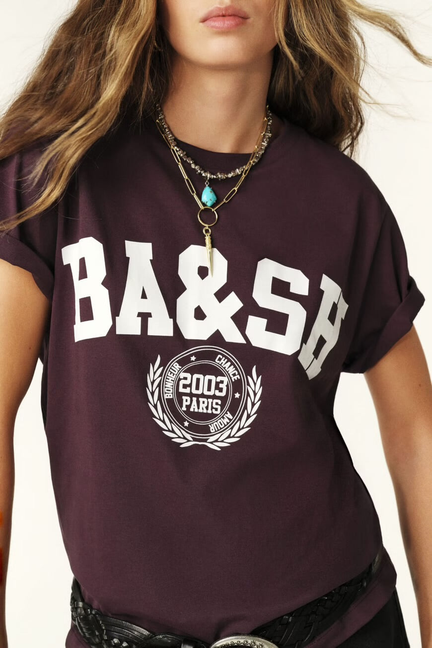 Ba&sh Bordeaux Ioni Varsity T-Shirt