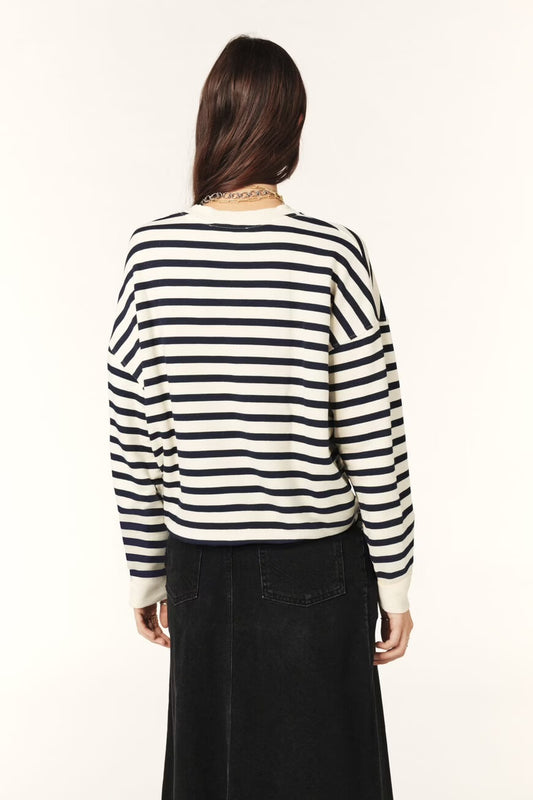 Ba&sh Navy Benjamin Striped Sweatshirt