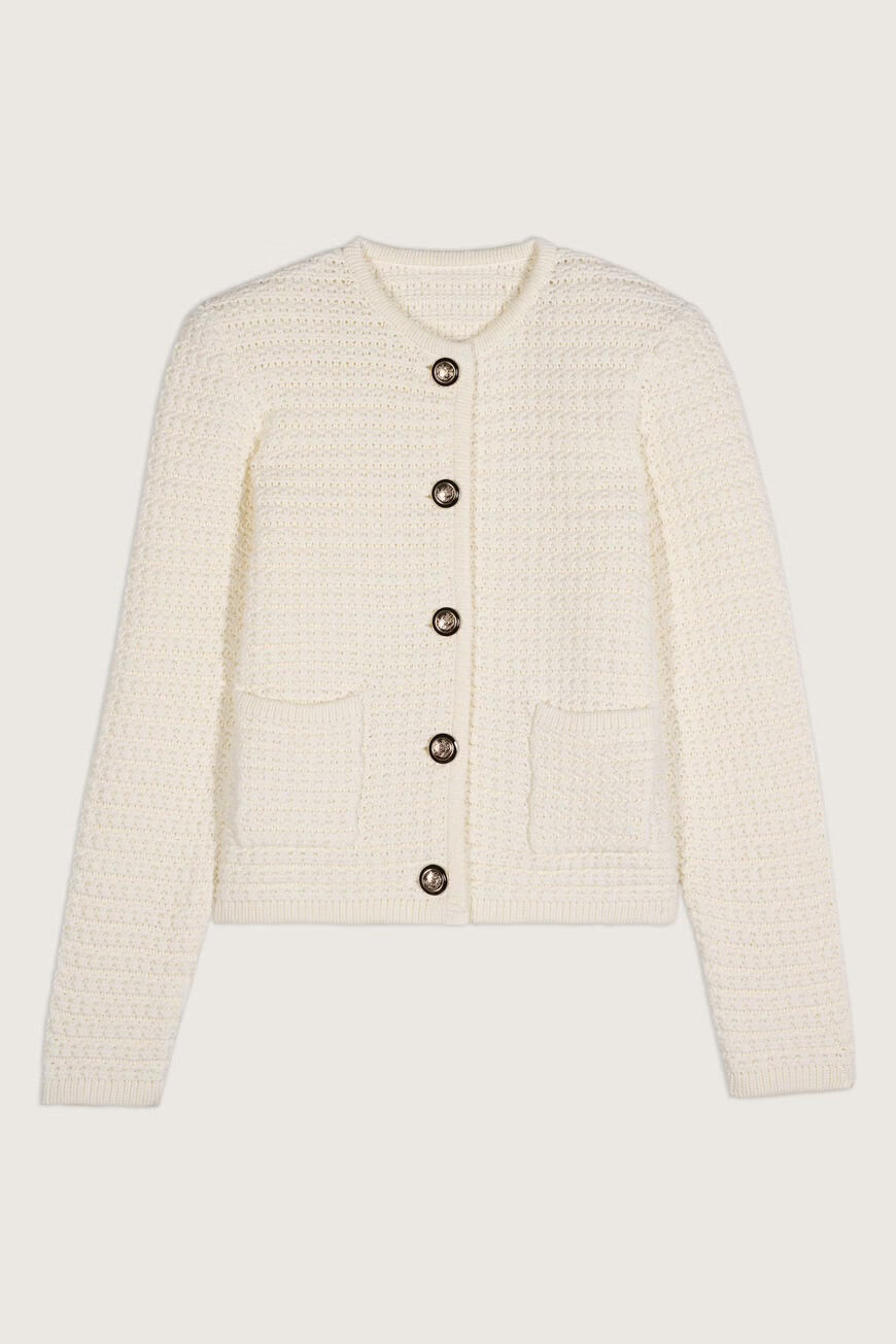 Ba&sh Ecru Gaspard Knit Cardigan