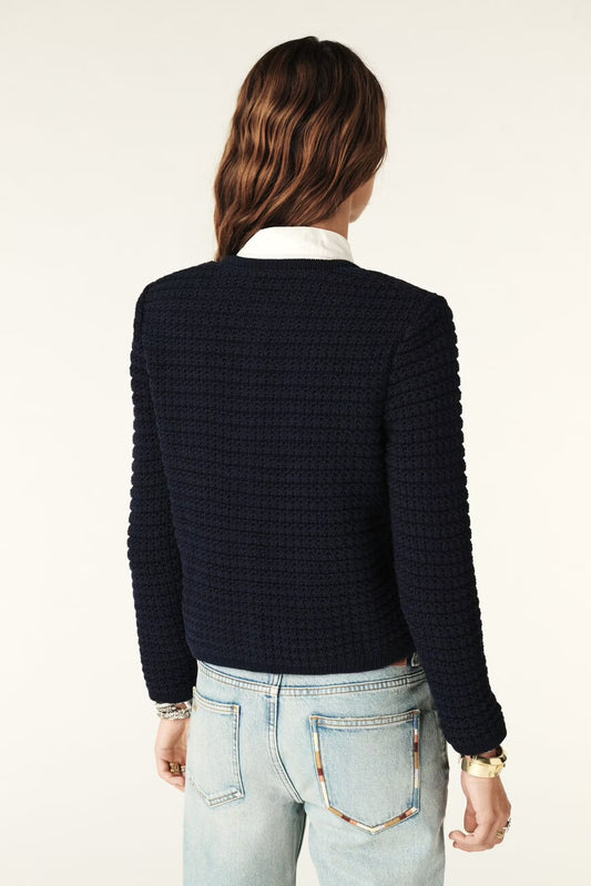 Ba&sh Navy Gaspard Knit Cardigan