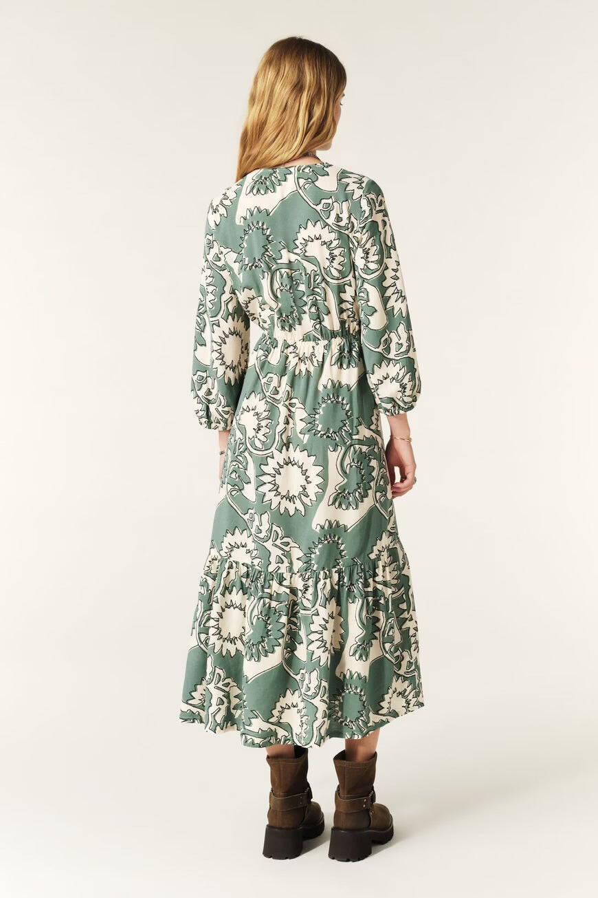 Ba&sh Green Ferae Print Dress