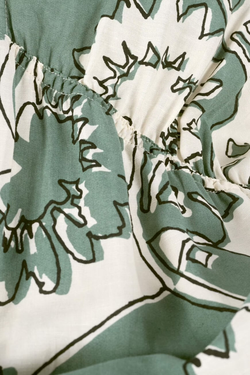 Ba&sh Green Ferae Print Dress