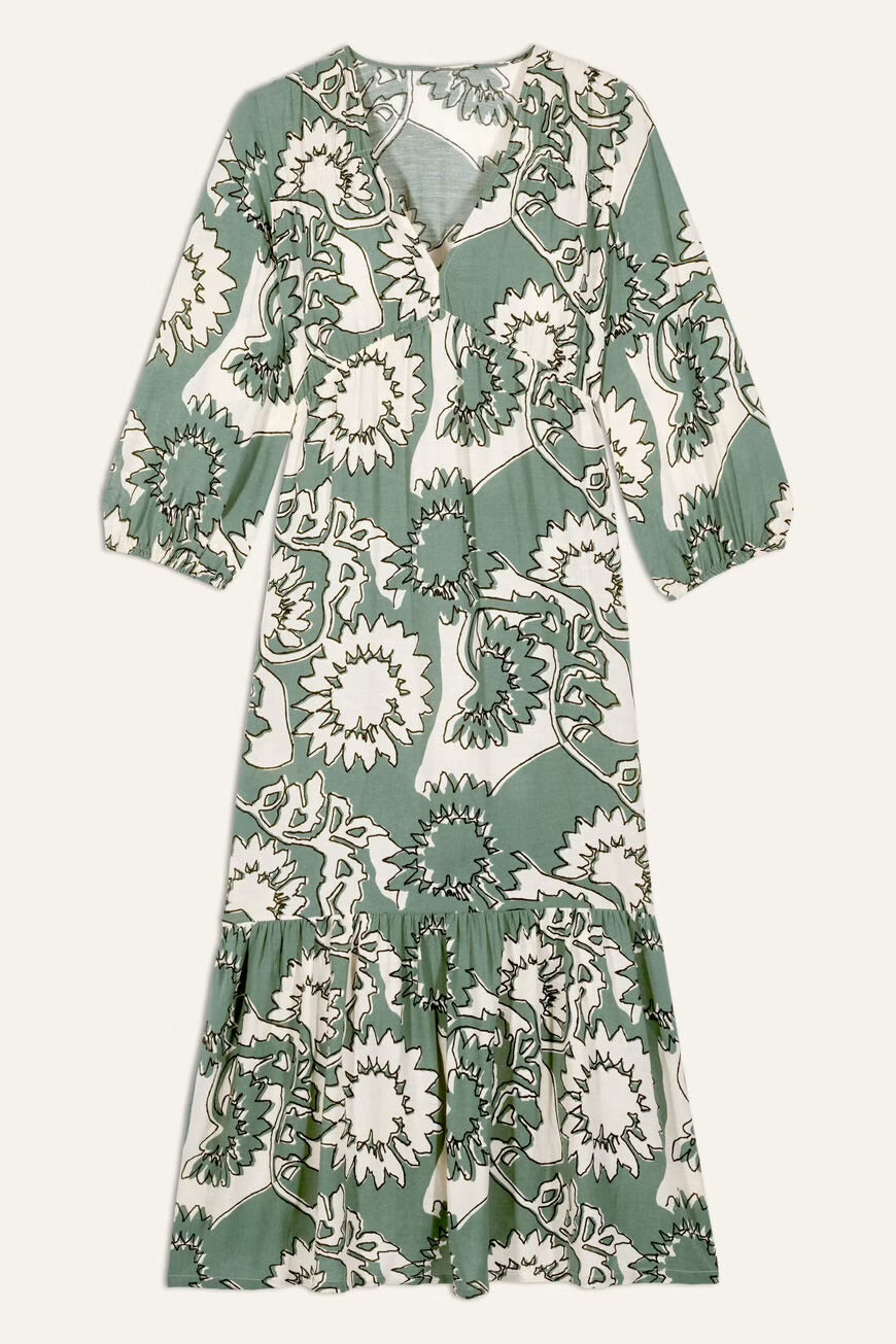 Ba&sh Green Ferae Print Dress