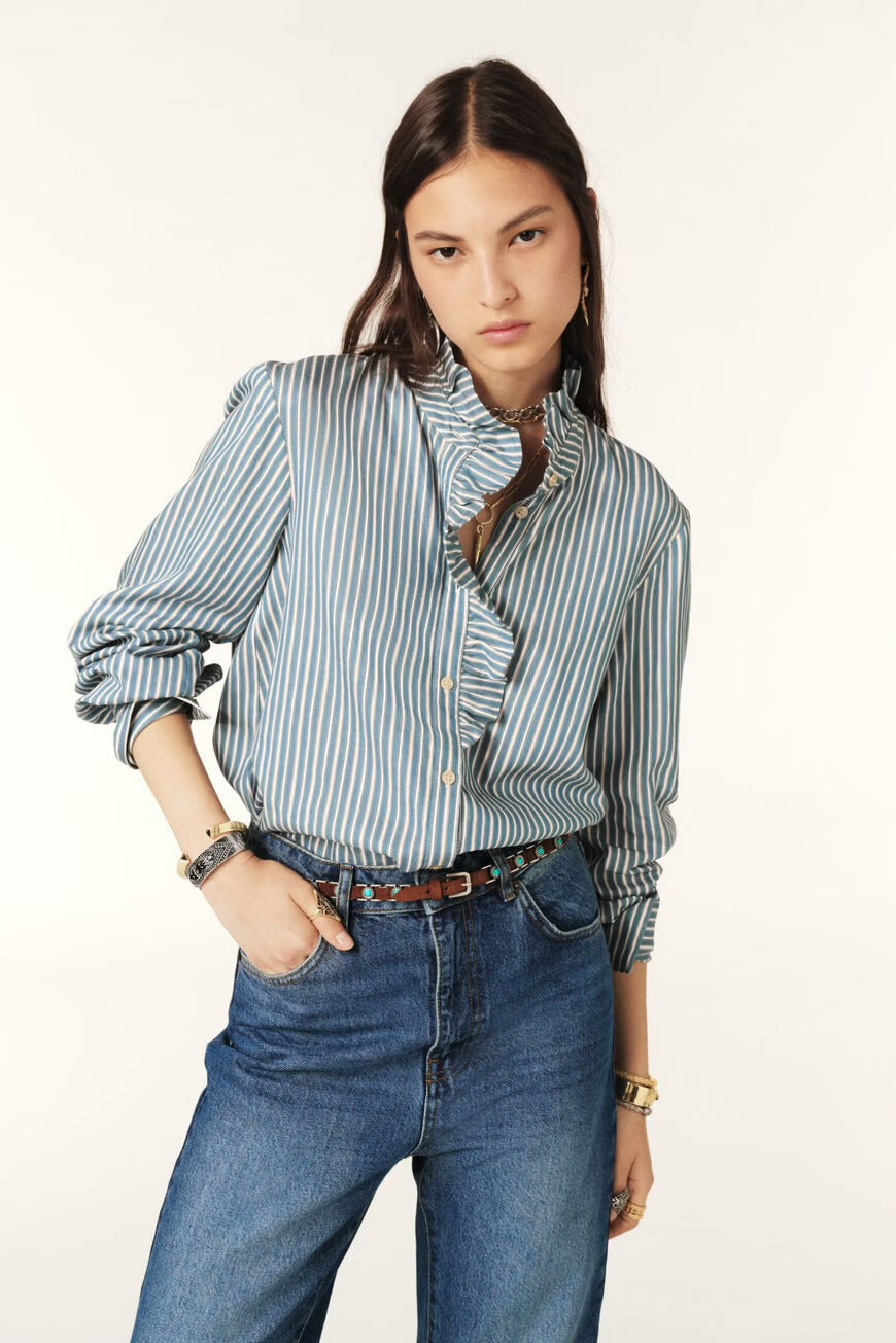 Ba&sh Blue Heka Striped Shirt