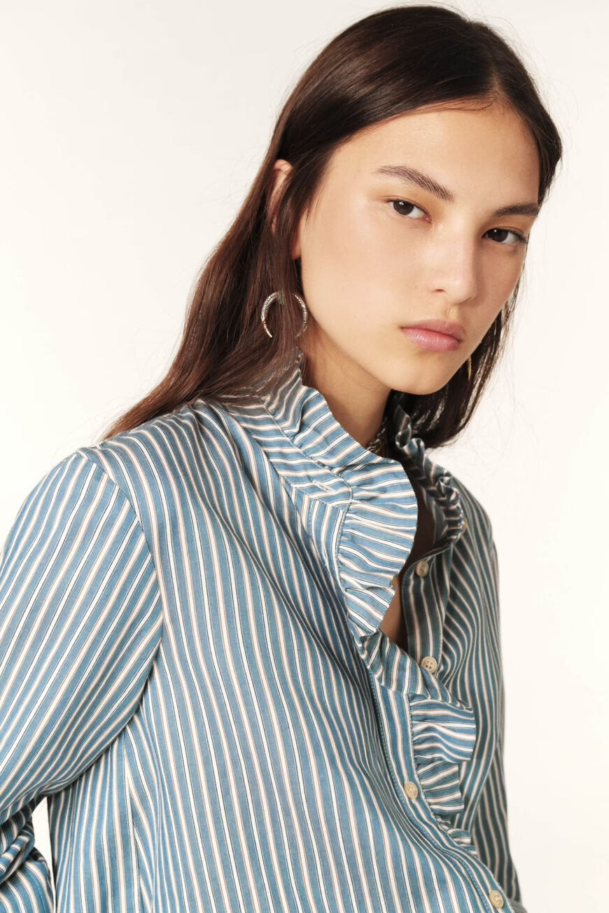 Ba&sh Blue Heka Striped Shirt