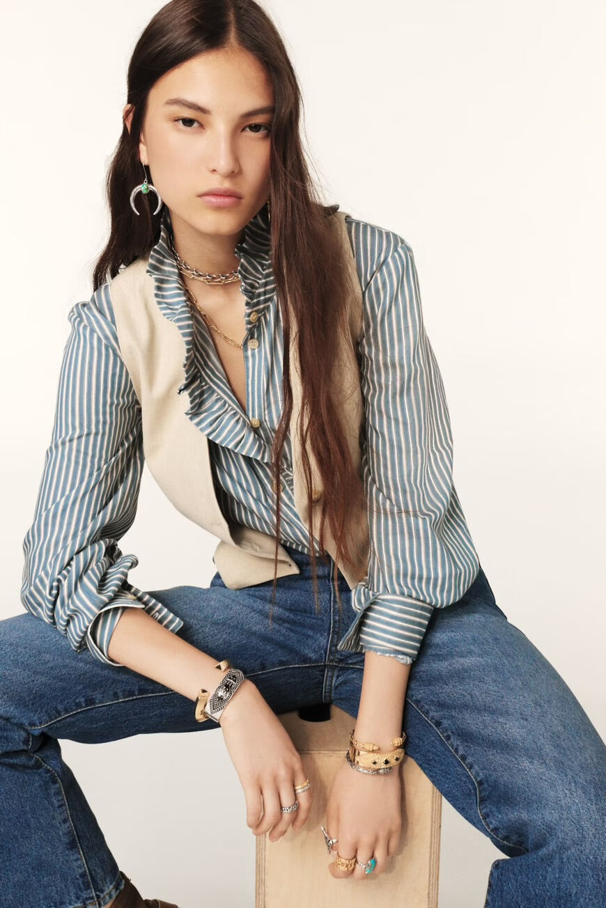 Ba&sh Blue Heka Striped Shirt