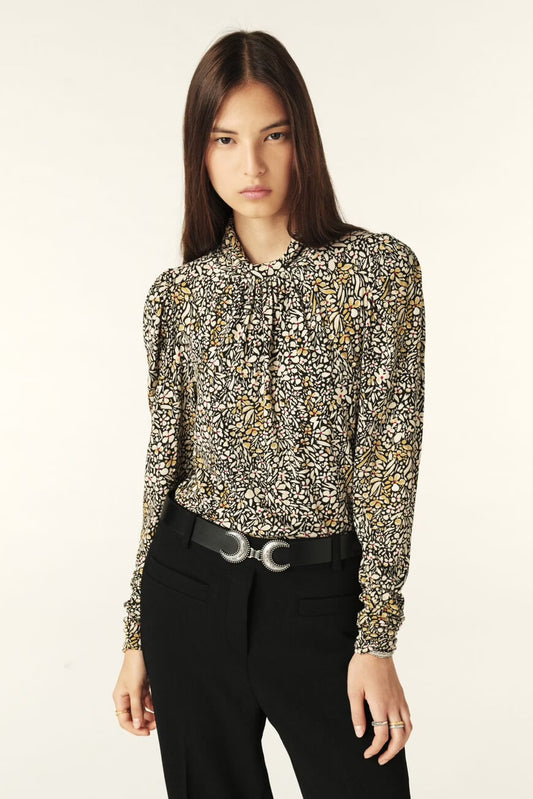 Ba&sh Beige Shine Print Top