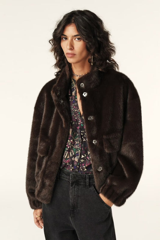 Ba&sh Brown Paros Faux Fur Jacket