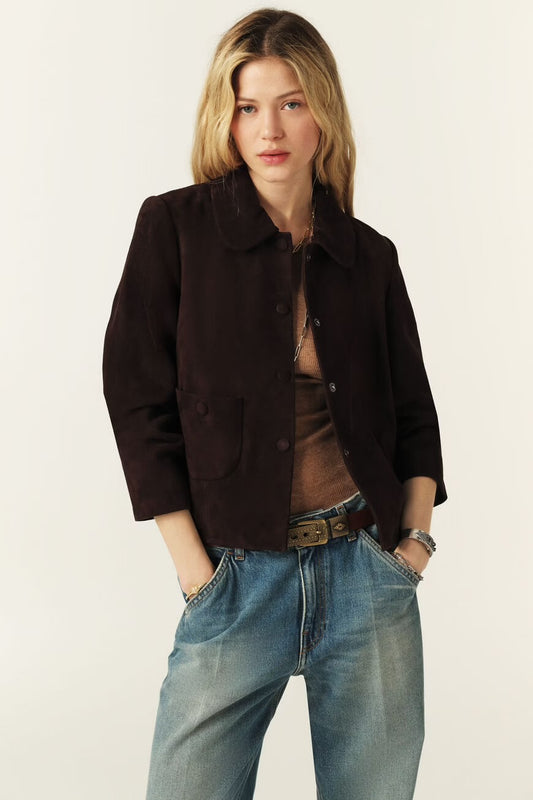 Ba&sh Chocolate Milas Suede Jacket
