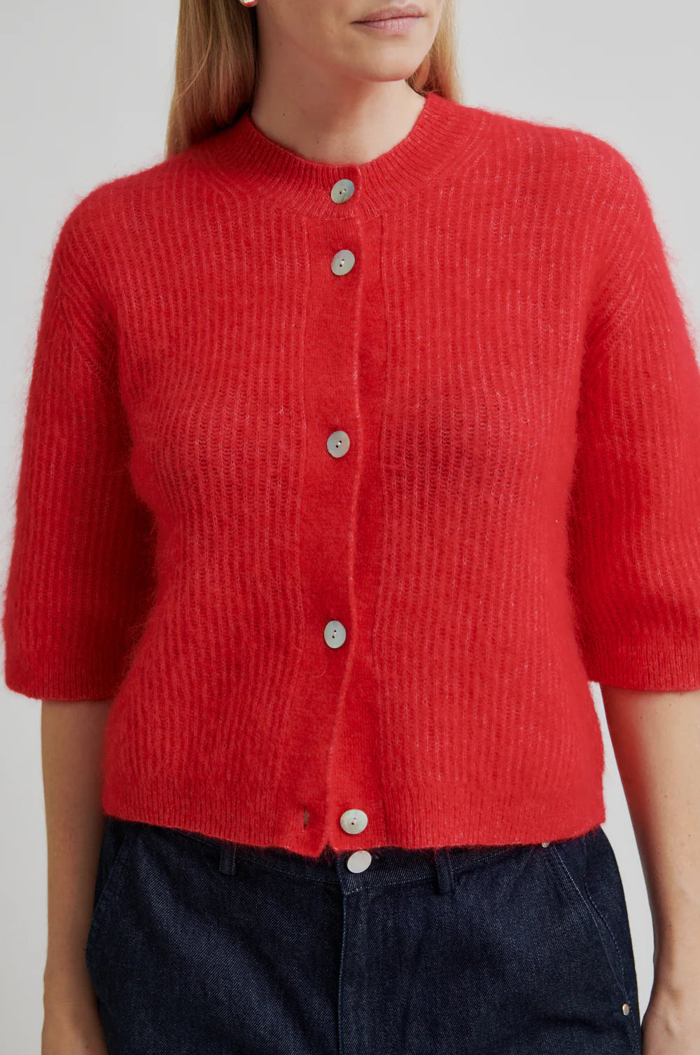 Second Female Goji Berry Andrea Rib Cardigan