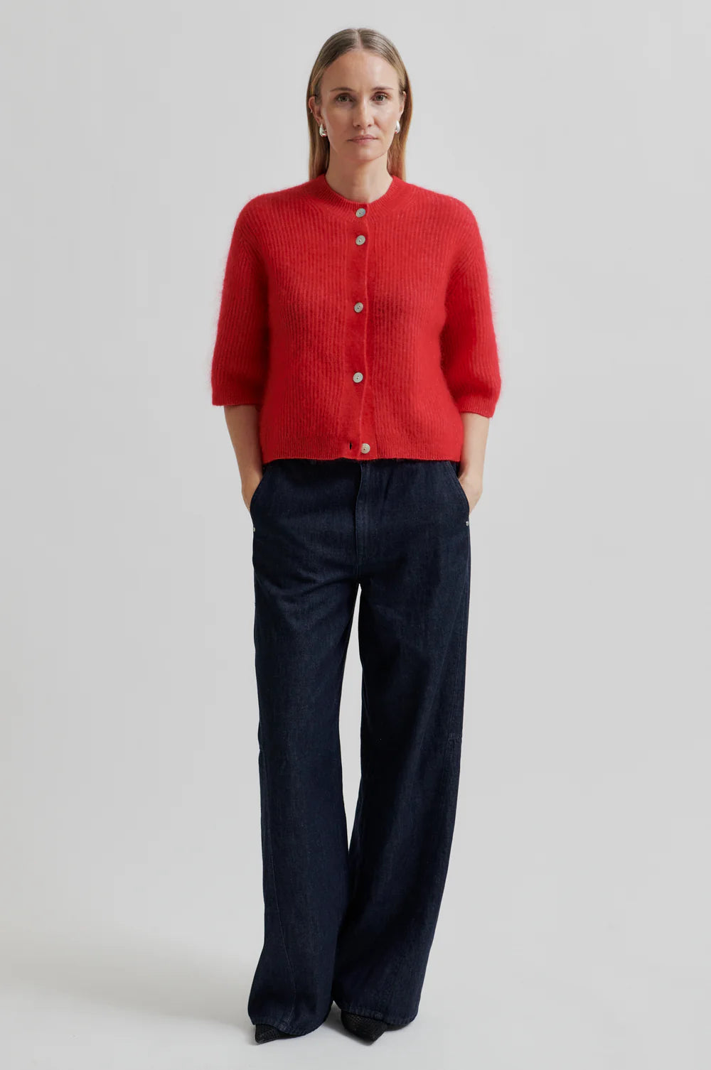 Second Female Goji Berry Andrea Rib Cardigan