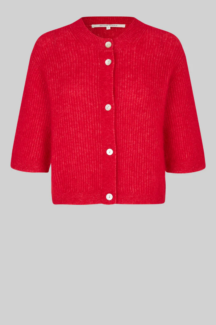 Second Female Goji Berry Andrea Rib Cardigan