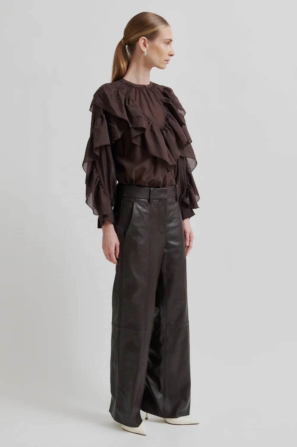 Second Female Chocolate Fria Frill Blouse