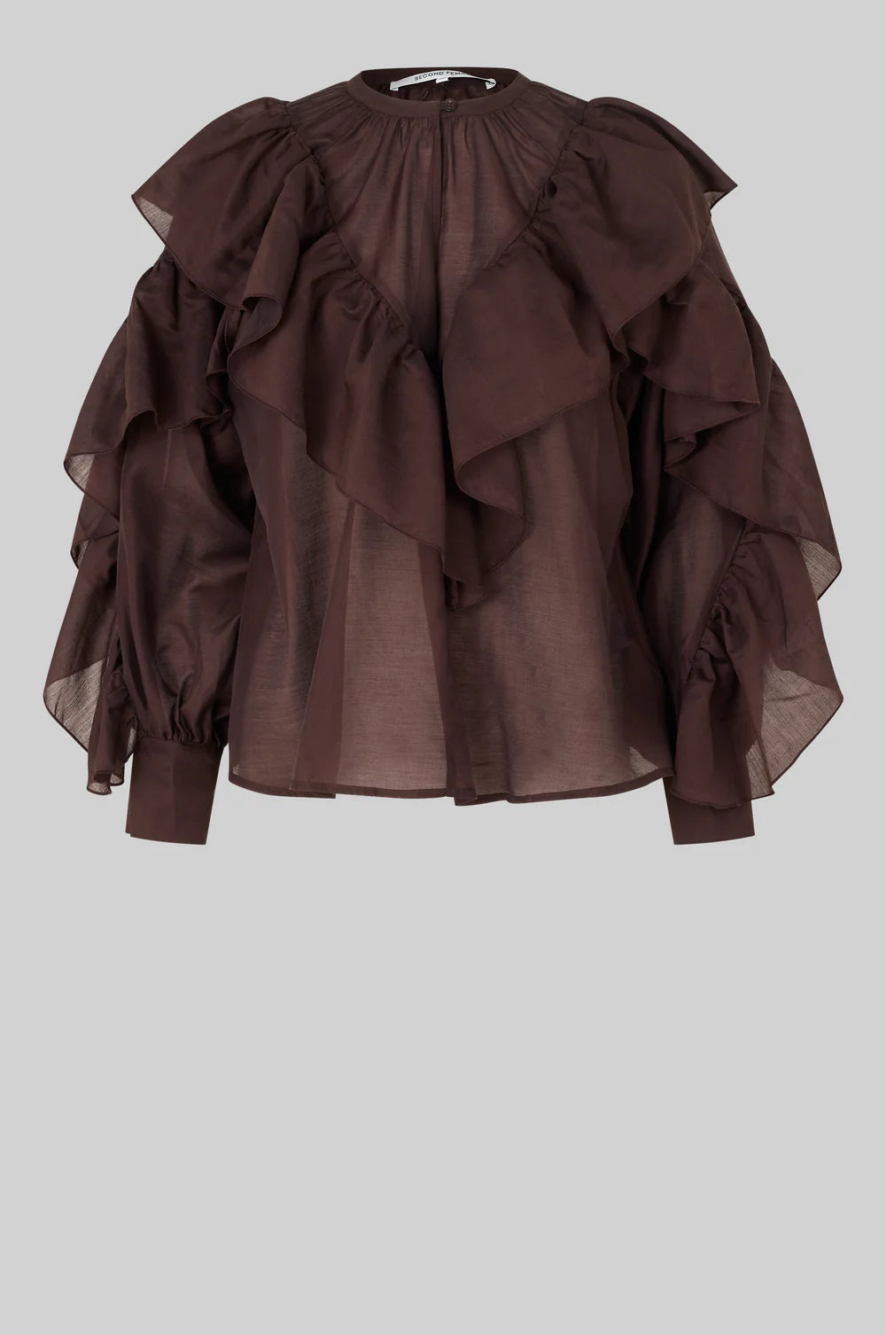 Second Female Chocolate Fria Frill Blouse