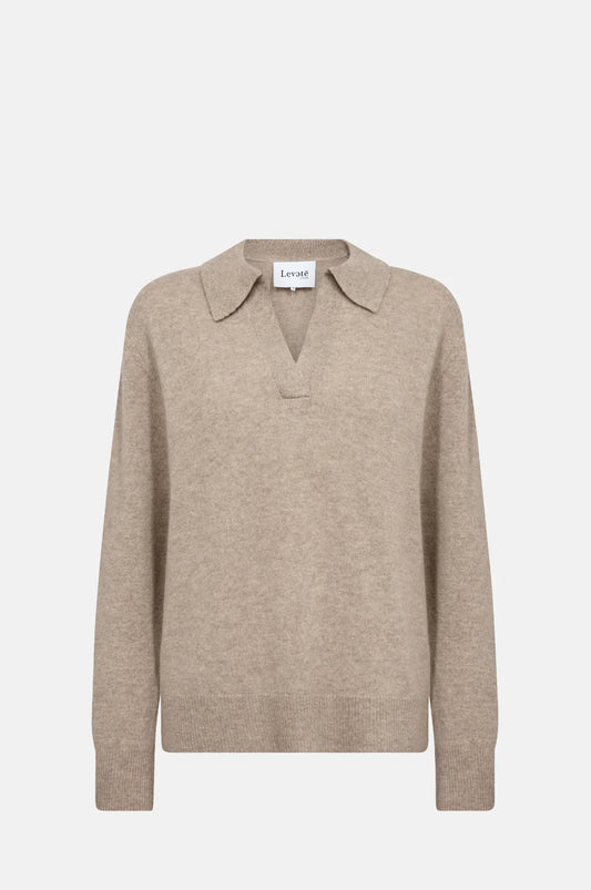 Levete Room Dark Sand Eloise 5 V Collar Cashmere Knit