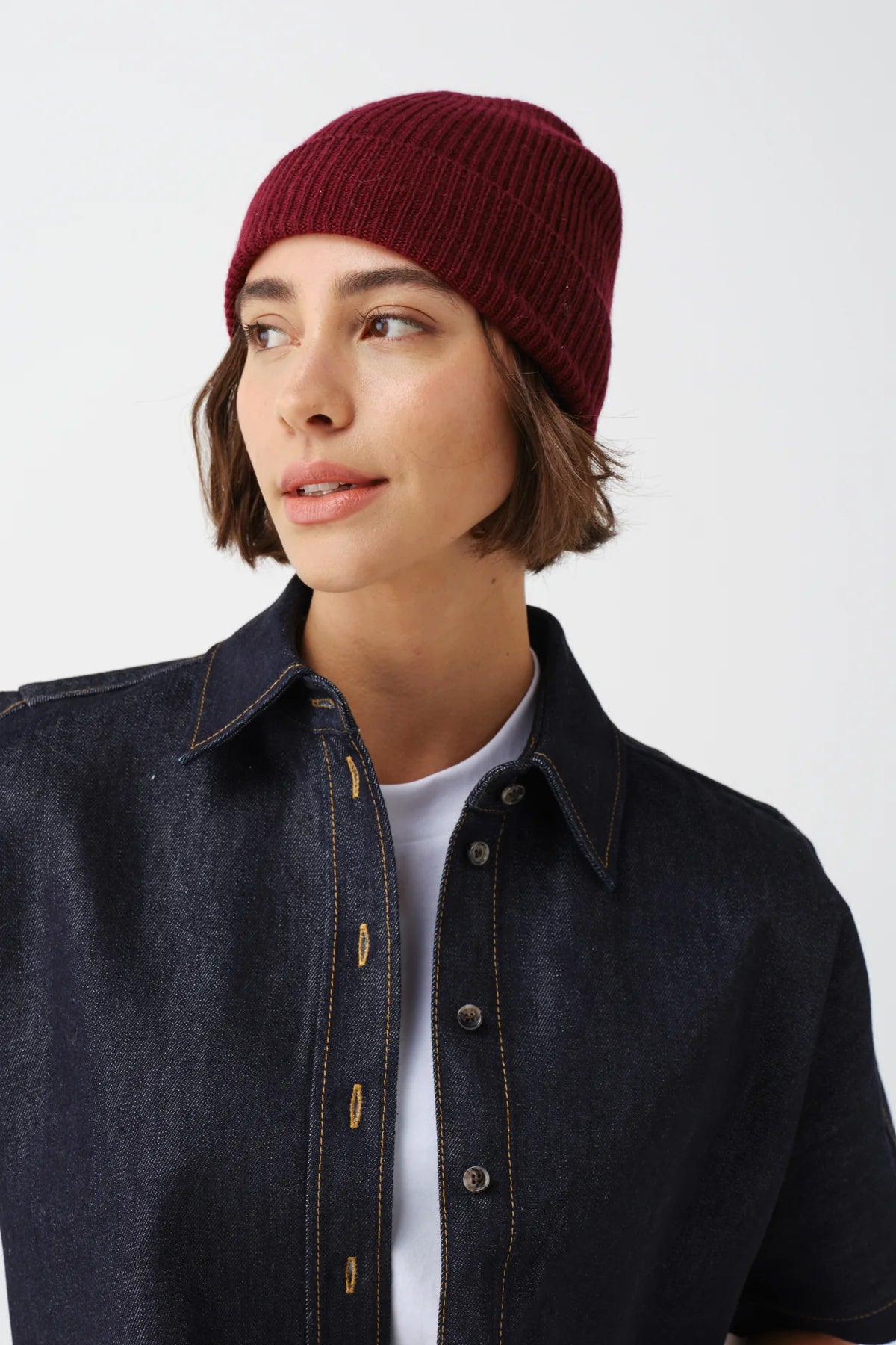 Helen Moore Burgundy Cashmere Beanie