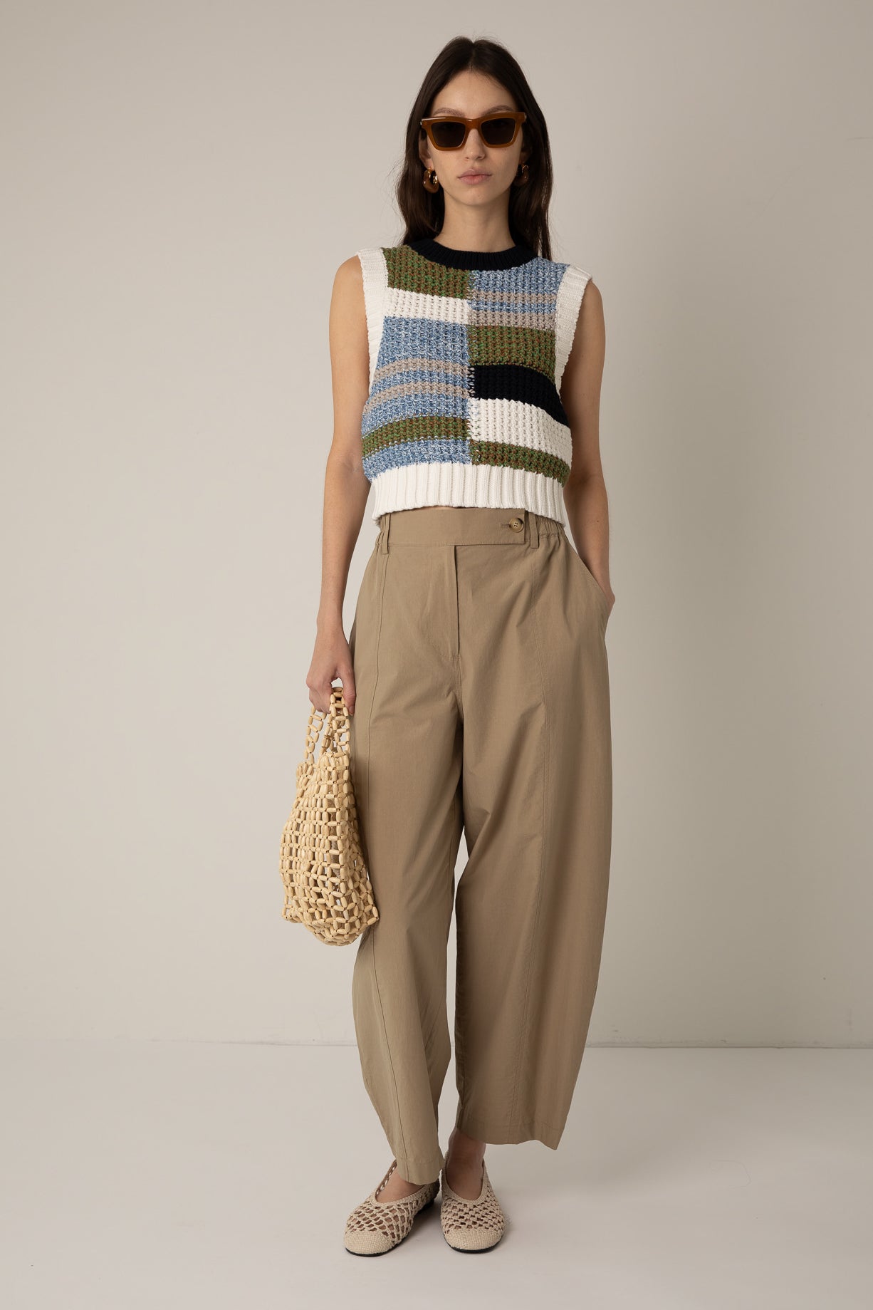 Vivere Sand Thea Barrel Leg Trouser