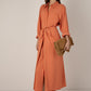 Vivere Orange Striped Line Tie Front Shirt Dress