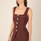 Vivere Burgundy Carine Linen Button Top